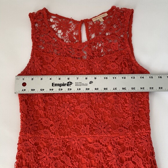 Skies Are Blue Dress XS Red Crochet Lace Mini Sleeveless Summer Colorful Preppy - Picture 6 of 10